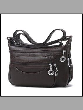 PU Leather Crossbody Bag Multi Pocket Shoulder Handbag Lightweight Purse